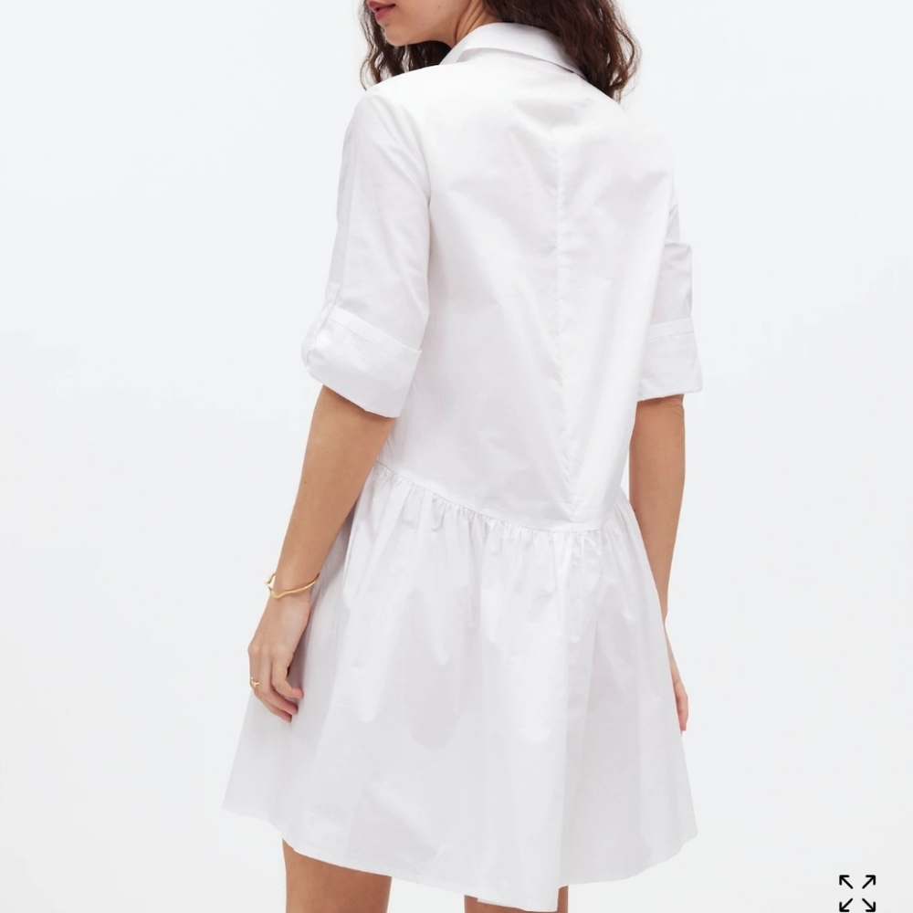 Madewell Button-Front Mini Shirtdress in Poplin White Color Size S New No Tag - Picture 5 of 16